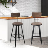 Artiss Neo-Industrial Swivel Bar Stool 76cm - Black and Elm Wood