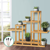 Eco-Friendly Bamboo 6-Tier Plant Shelf with Gardening Tools