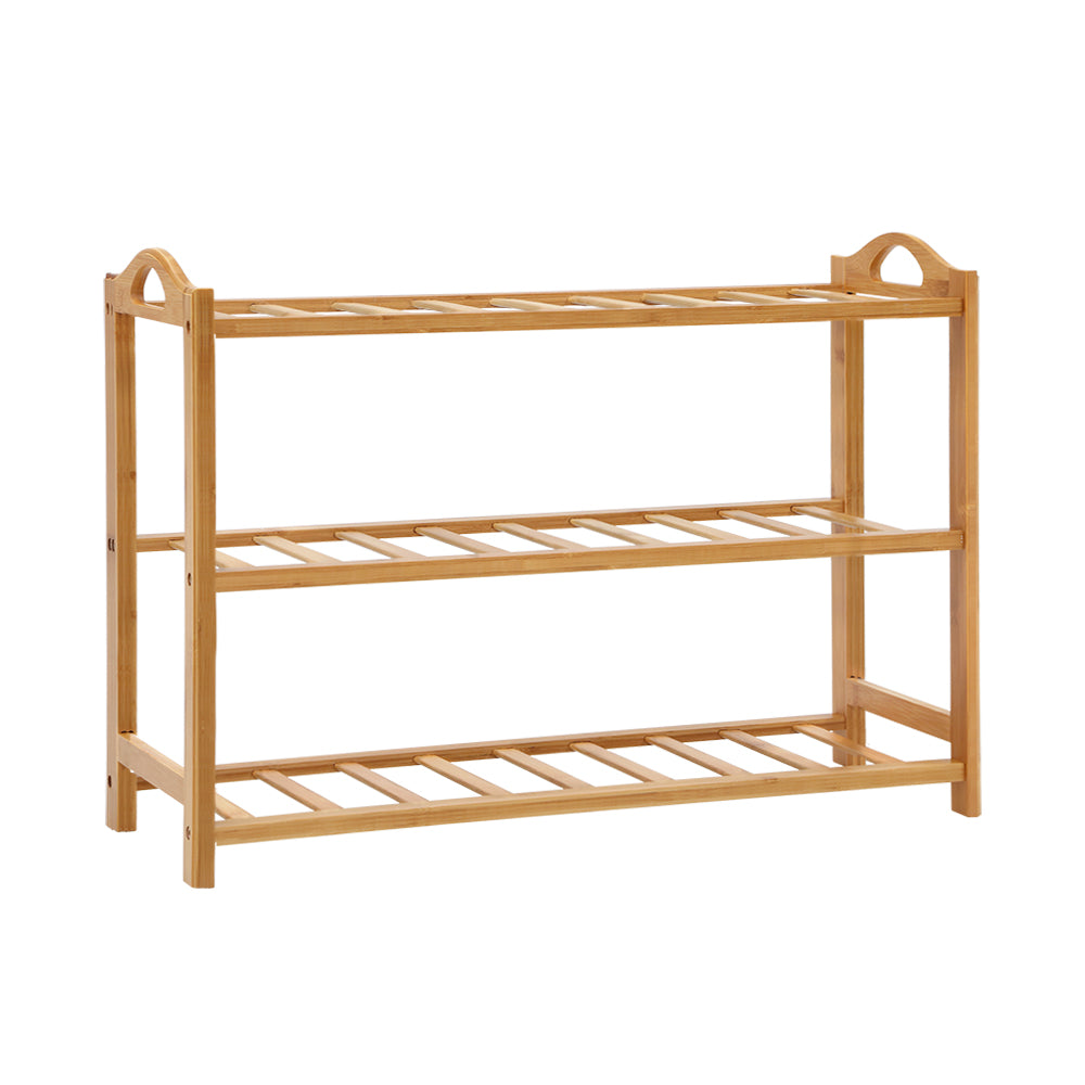 Vintage-Inspired 3-Tier Bamboo Shoe Storage Rack – Eco-Friendly Wooden Organizer