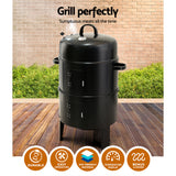 Grillz Premium 3-in-1 Charcoal BBQ Smoker - Black Edition