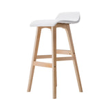 Set of 2 White PU Leather and Wood Wave Design Bar Stools by Artiss