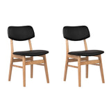 Set of 2 Scandinavian-Style Dining Chairs - Black & Brown