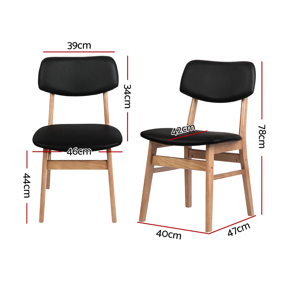 Set of 2 Scandinavian-Style Dining Chairs - Black & Brown