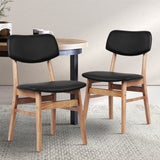 Set of 2 Scandinavian-Style Dining Chairs - Black & Brown