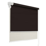 Stylish Dual-Function Blockout Roller Blinds with Sheer Sunscreen - 0.9x2.1M in Cream & Coffee