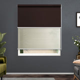 Stylish Dual-Function Blockout Roller Blinds with Sheer Sunscreen - 0.9x2.1M in Cream & Coffee