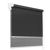 Versatile Grey and Dark Grey Dual Function Blockout Roller Blinds with Sheer Overlay - 0.9X2.1M - Front View