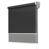 Versatile Grey and Dark Grey Dual Function Blockout Roller Blinds with Sheer Overlay - 0.9X2.1M - Top-Down View