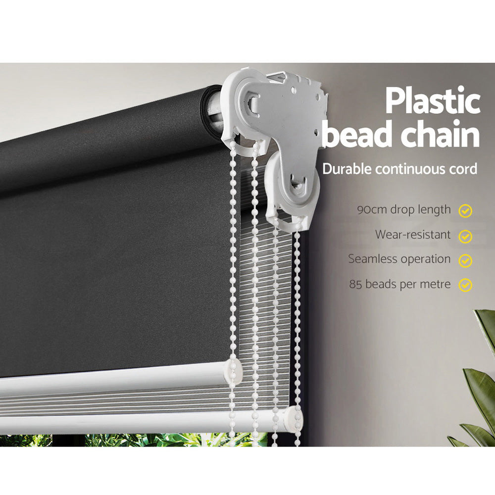 Versatile Grey and Dark Grey Dual Function Blockout Roller Blinds with Sheer Overlay - 0.9X2.1M