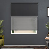 Versatile Grey and Dark Grey Dual Function Blockout Roller Blinds with Sheer Overlay - 0.9X2.1M