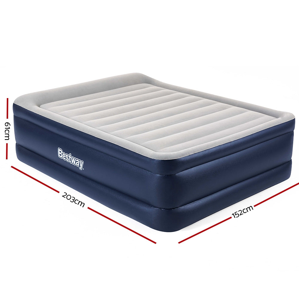 Bestway Queen Size Inflatable Air Mattress with Built-in Pump and Pillow