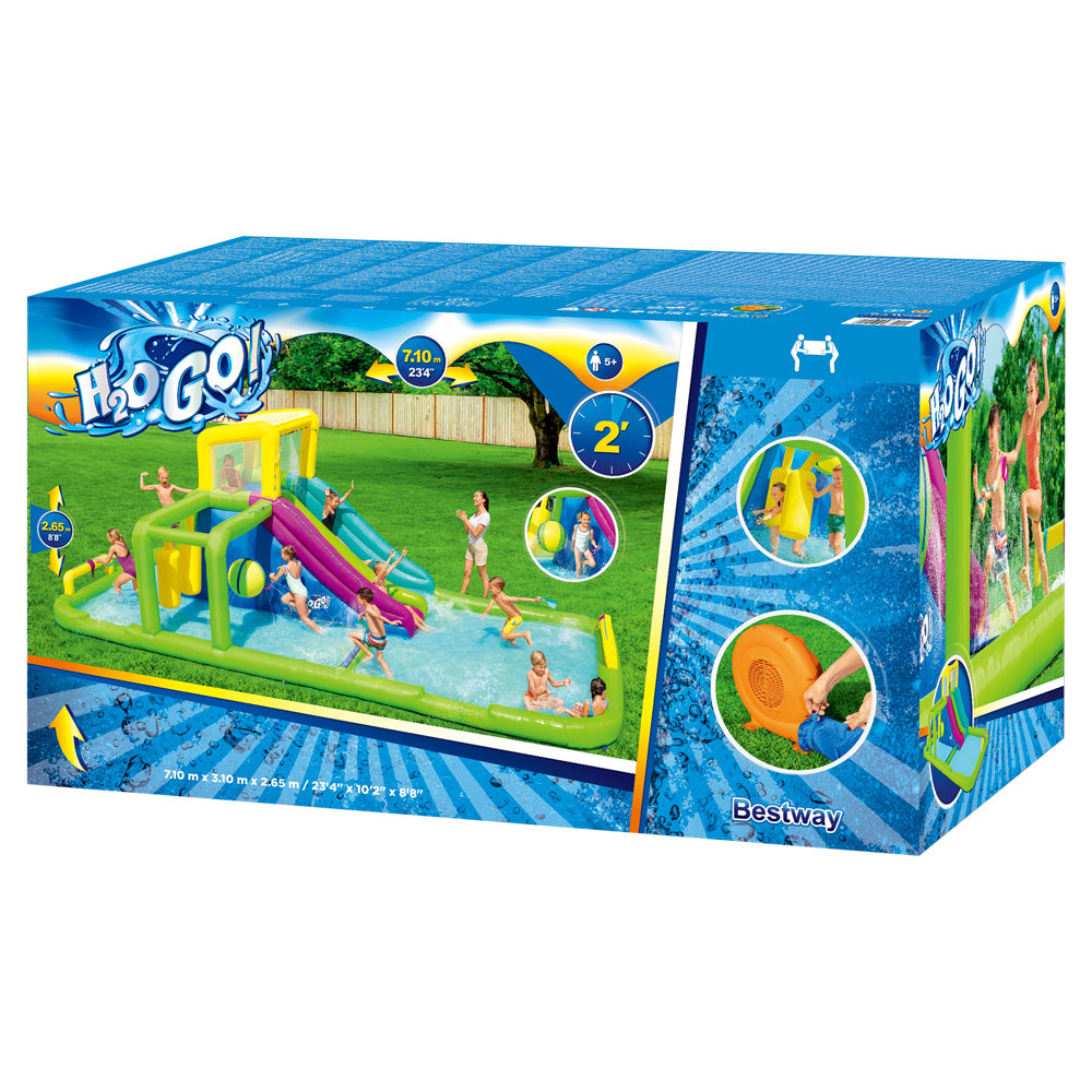 H2OGO! Ultimate Inflatable Splash Course Water Park with Dual Slides and Obstacle Challenges