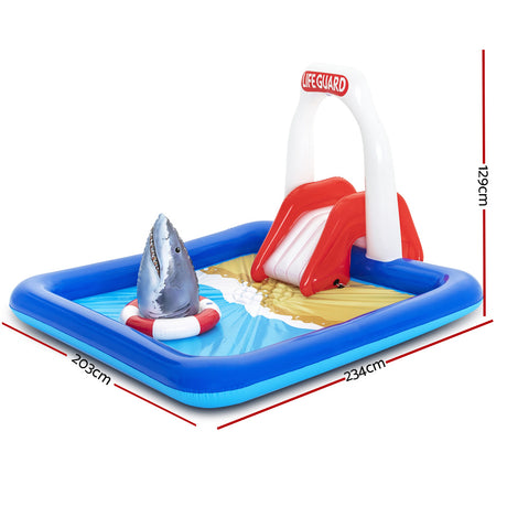 Bestway Inflatable Kids Lifeguard Slide Play Pool with Shark Bop Bag