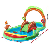 Bestway Inflatable Friendly Woods Play Pool for Kids with Slide and Sprinkler - Front View