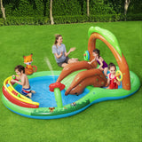 Bestway Inflatable Friendly Woods Play Pool for Kids with Slide and Sprinkler