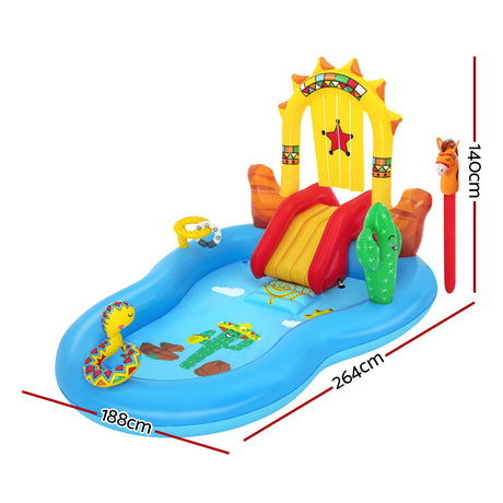 Bestway Wild West Inflatable Play Pool with Slide and Sprayer for Kids