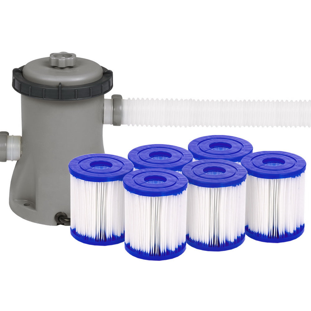 Bestway Flowclear™ 300GPH Filter Pump with 6 Pack of Type I Cartridges for Above Ground Pools