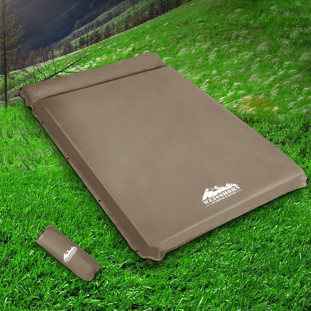 Weisshorn Double Layer Self-Inflating Camping Mattress 10CM Thick - Coffee