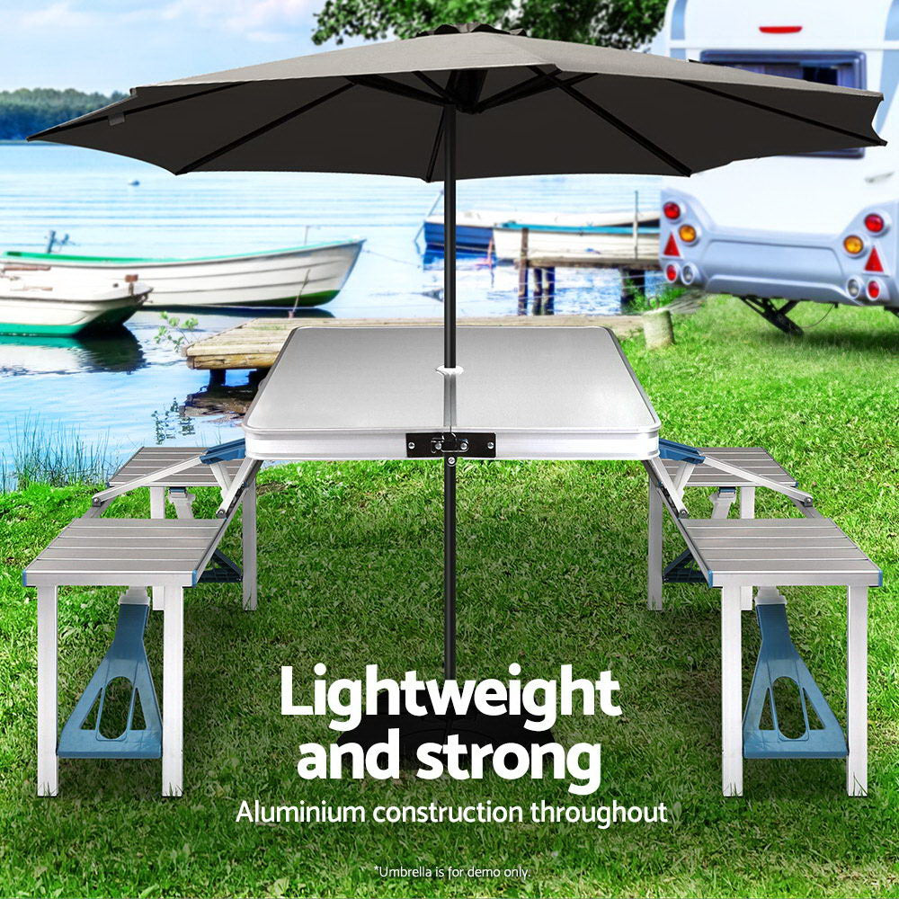 Compact 4-Person Portable Camping Table and Chair Set - 85cm