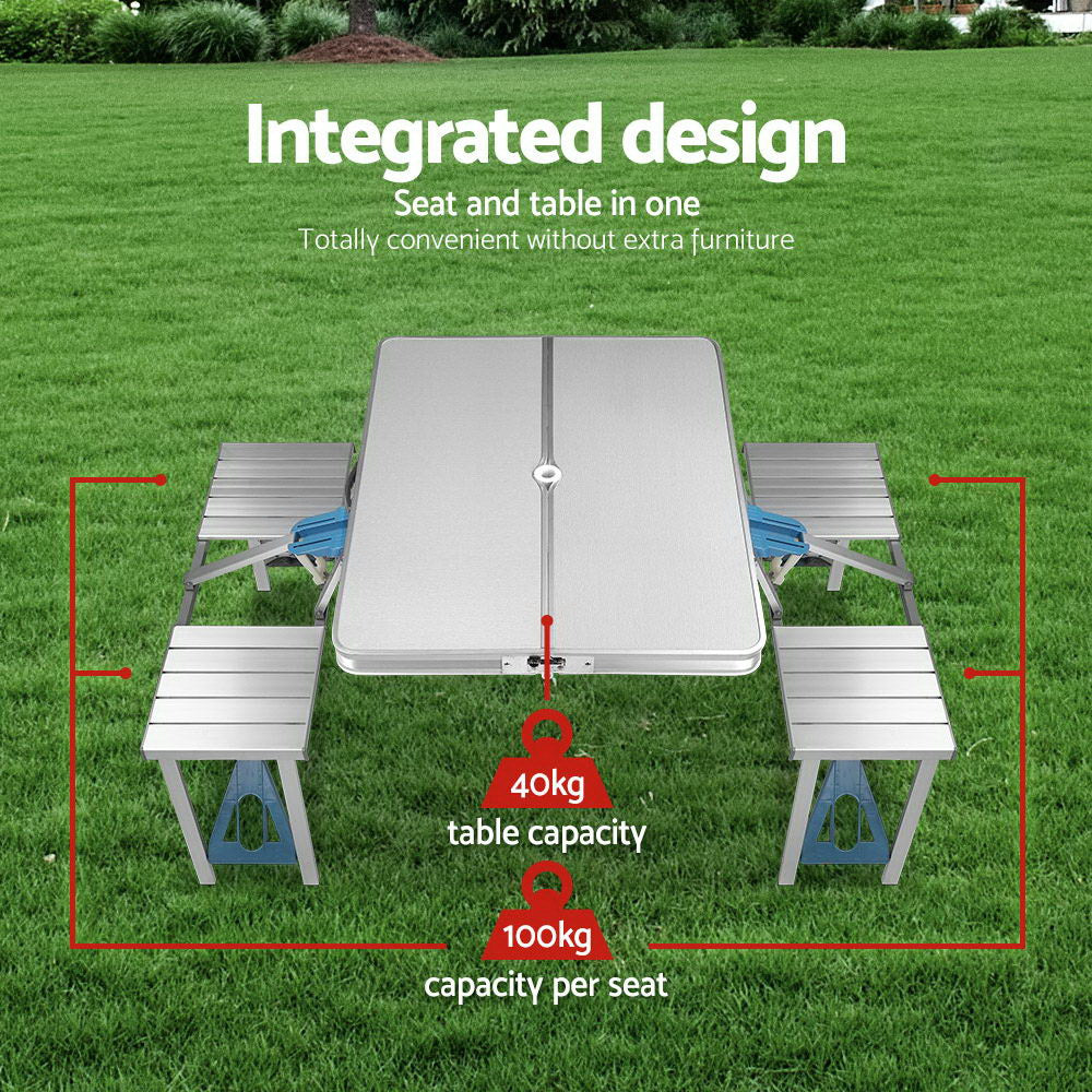 Compact 4-Person Portable Camping Table and Chair Set - 85cm