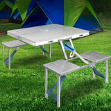 Compact 4-Person Portable Camping Table and Chair Set - 85cm