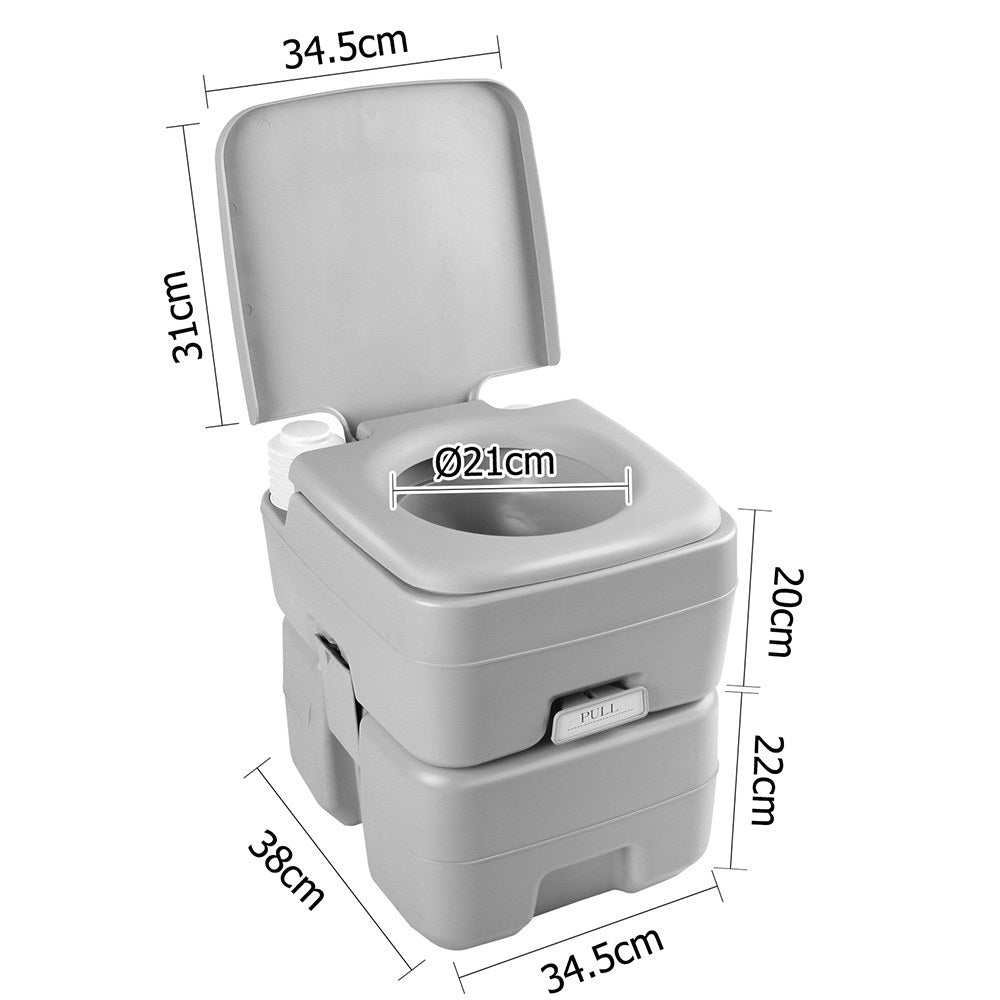 Weisshorn 20L Compact Portable Toilet for Outdoor Camping - Grey