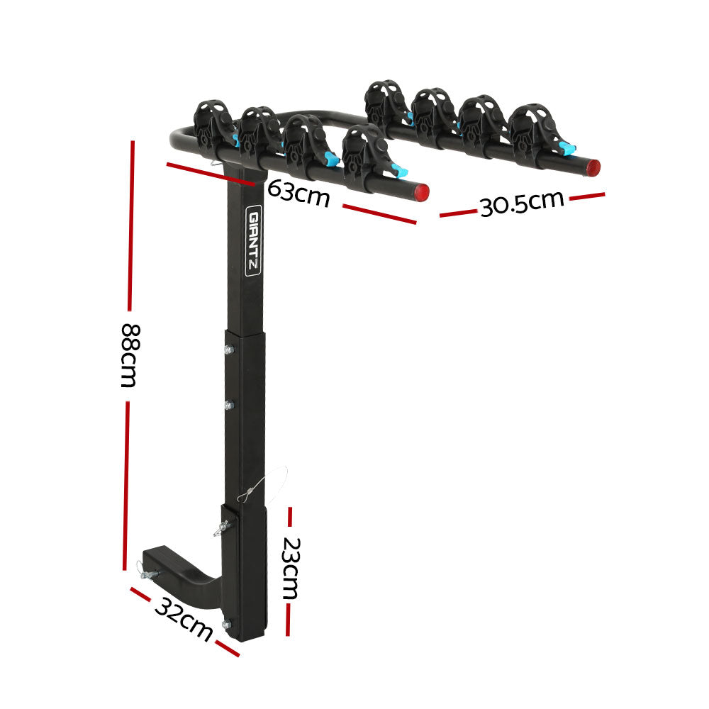 Heavy-Duty 4-Bike Hitch Mount Carrier - Foldable Steel Rack for Cars