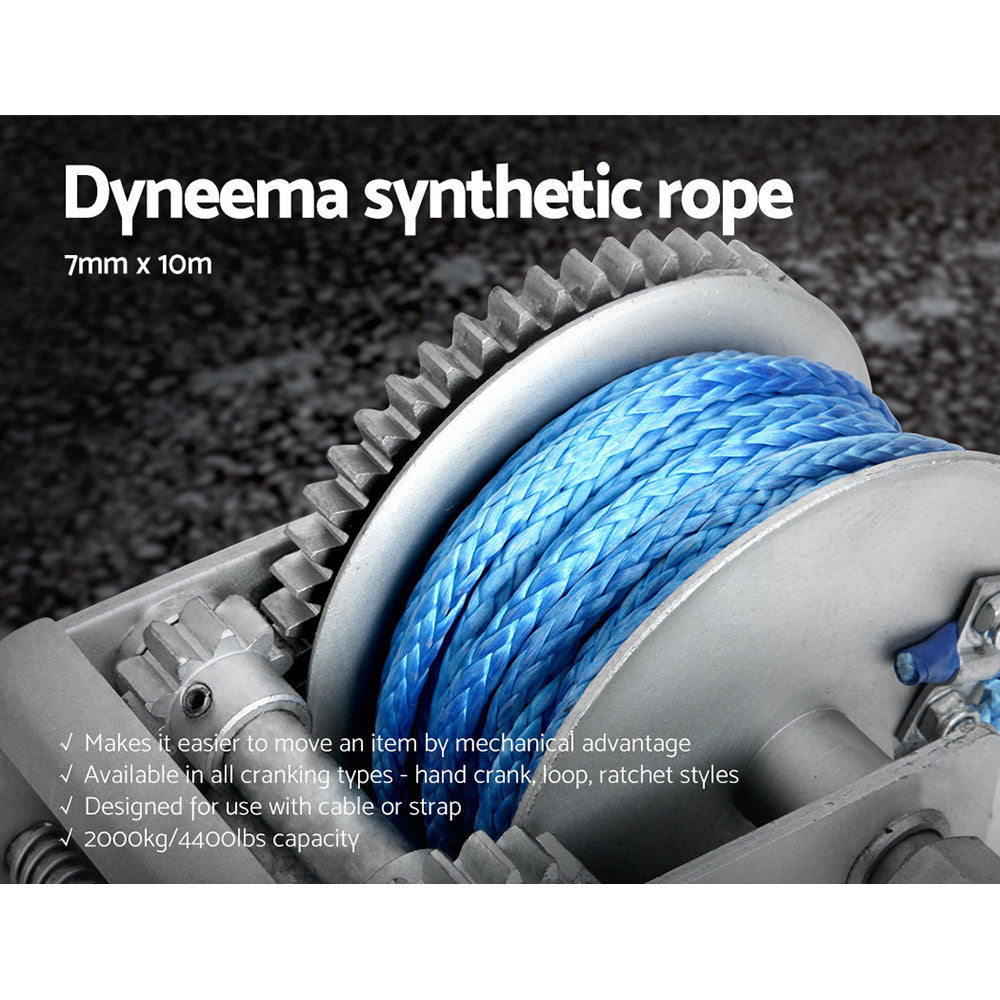 Heavy-Duty 3-Speed Hand Winch with Dyneema Synthetic Rope