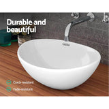 Sleek White Nano Glazed Oval Ceramic Sink Basin