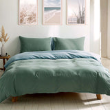 Plush Cotton Double Quilt Set in Green and Blue by Cosy Club