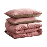 Plush Cotton Double Quilt Set in Pink and Brown