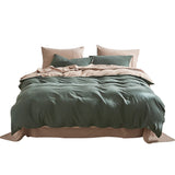 Plush King Size Quilt Cover Set in Green and Beige Cotton