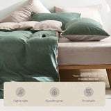 Plush King Size Quilt Cover Set in Green and Beige Cotton