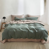 Plush King Size Quilt Cover Set in Green and Beige Cotton