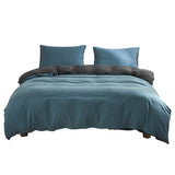 Plush Cotton Quilt Cover Set in Dark Blue for Single Bed