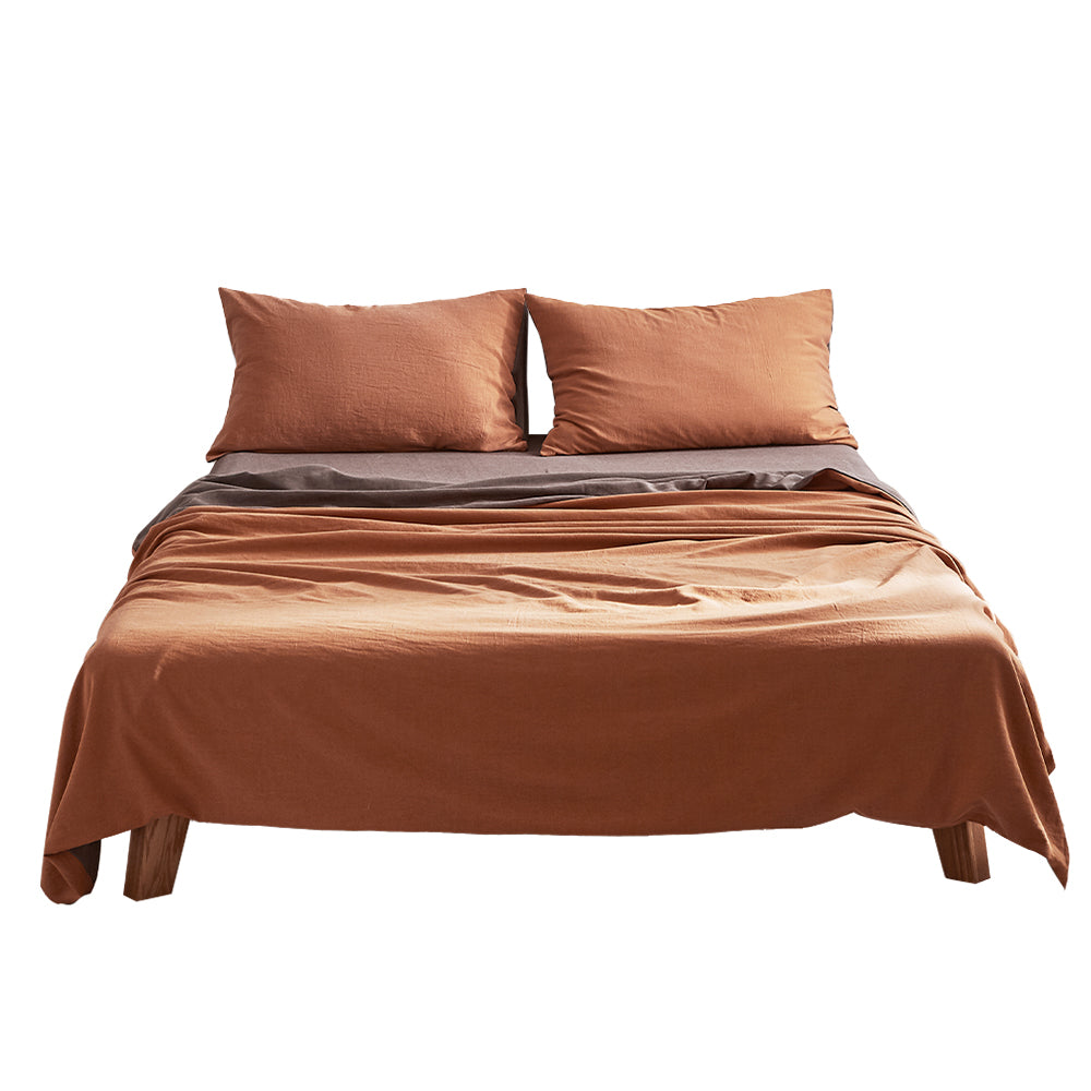 Snug Orange and Brown Double Cotton Sheet Set for Ultimate Comfort