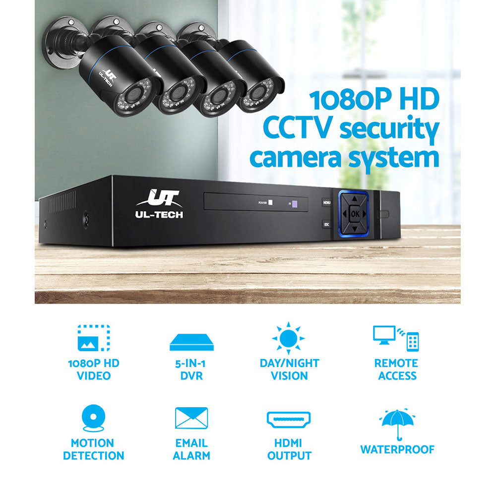 UL-Tech 1080P HD 4-Channel Motion Detection CCTV Security System