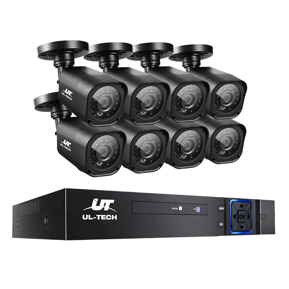 UL-Tech 8-Channel 1080P HD CCTV Security System with 8 Cameras and 5-in-1 DVR - Complete Home Surveillance Solution