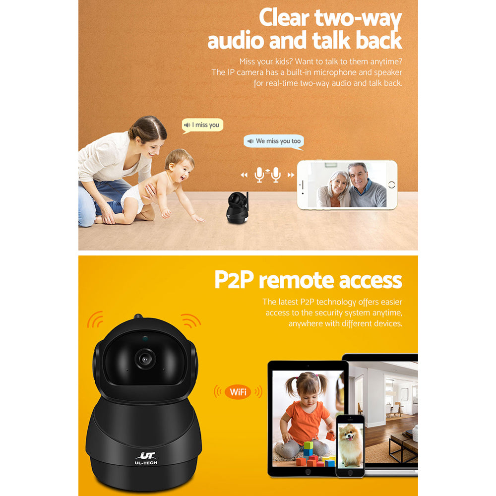 UL-Tech 1080P Wi-Fi Wireless Security Camera System with Night Vision and Baby Monitor Functionality