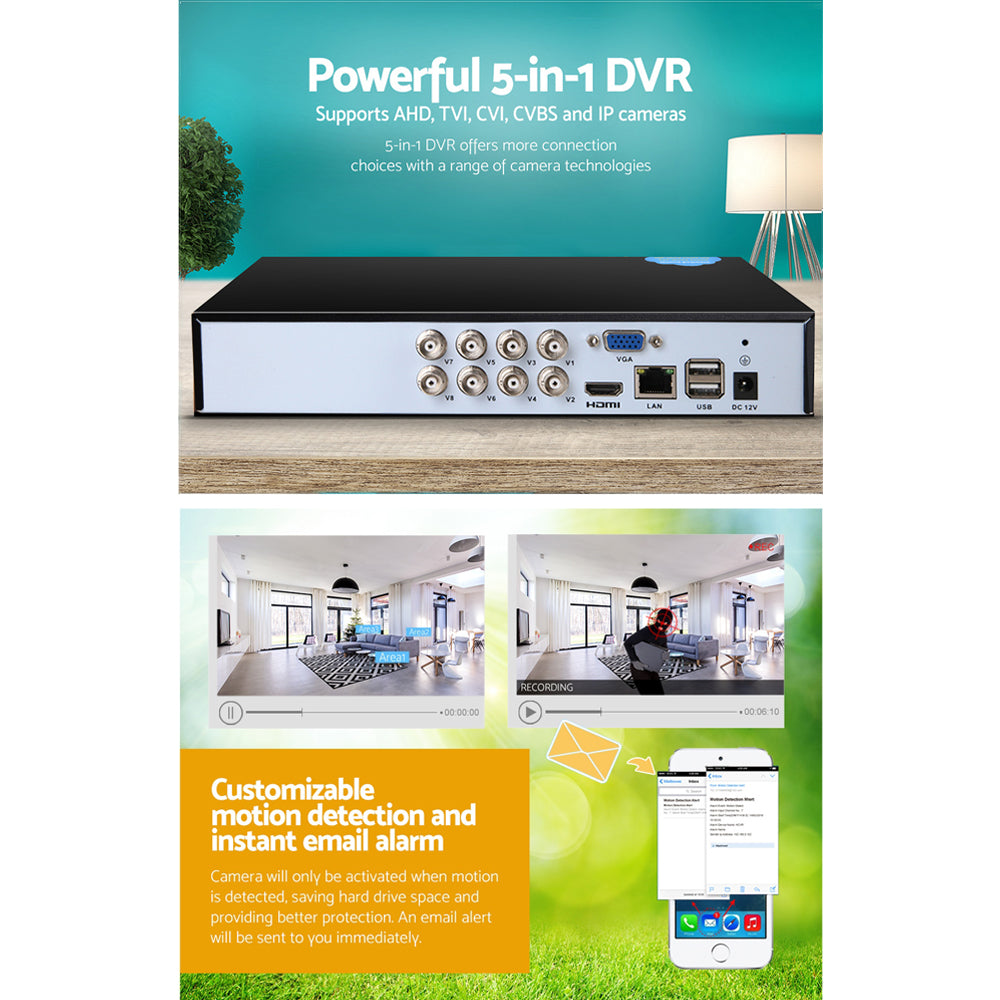 Smart 8-Channel Surveillance DVR with Remote Access and Motion Detection