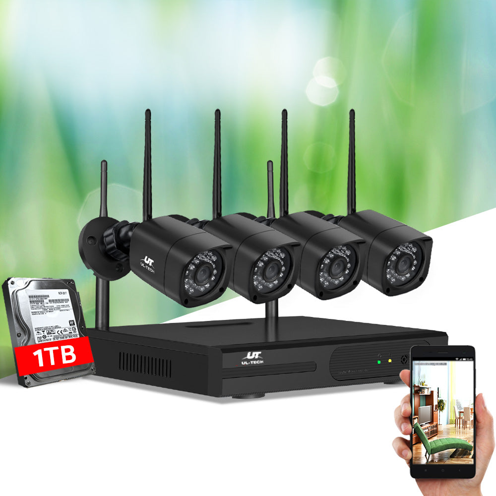 1080P Wireless Home Security Camera System with 4 Outdoor Cameras and 1TB HDD