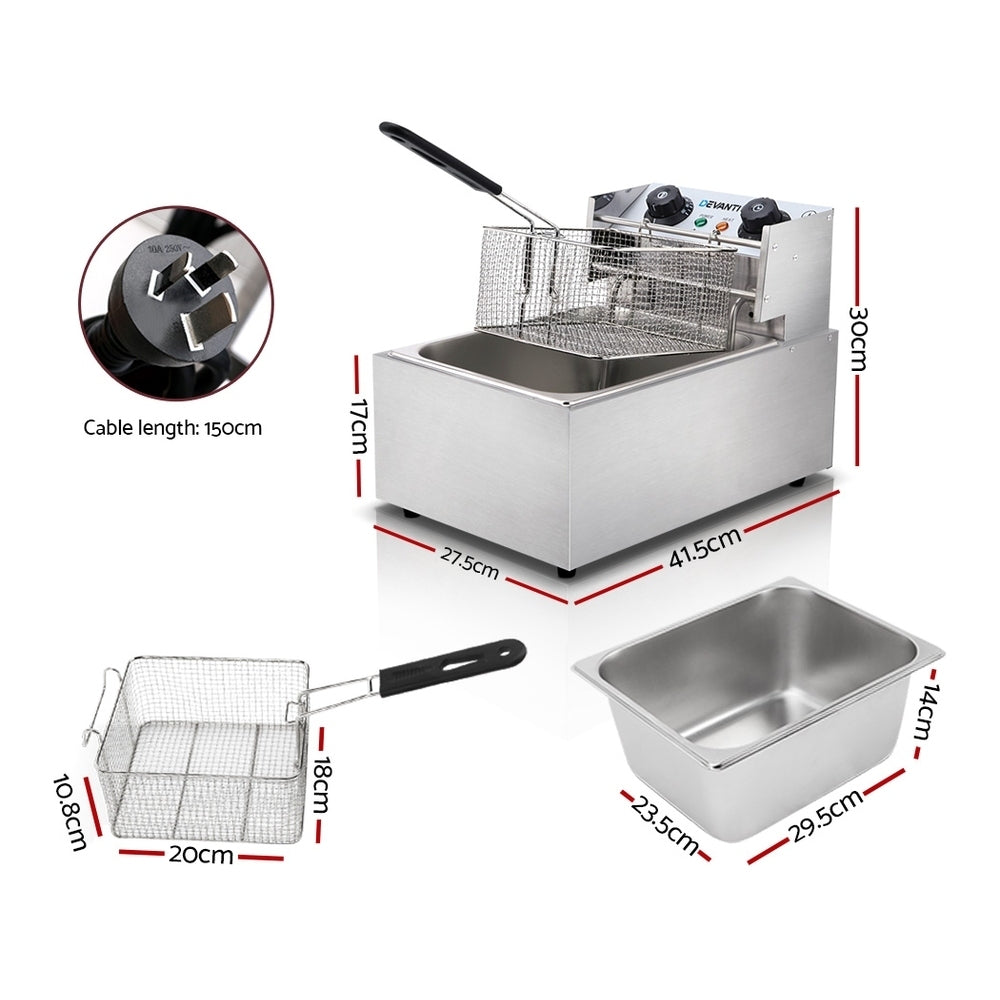 Premium Silver Electric Deep Fryer with Temperature Control - 10L Capacity