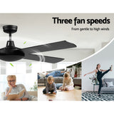 Devanti 52-Inch Remote-Controlled Ceiling Fan - Black