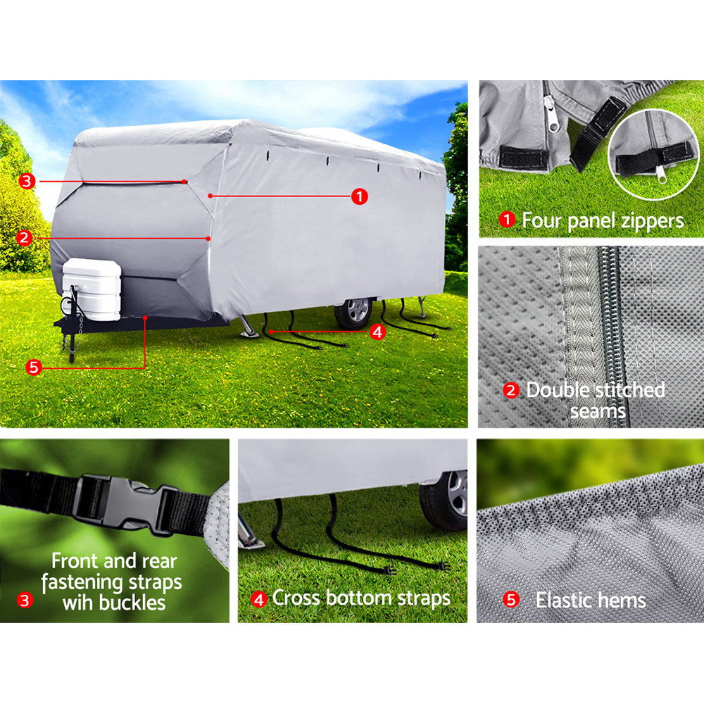 Heavy-Duty 4-Layer Caravan Cover for 22-24ft RV - UV & Water Resistant Protection