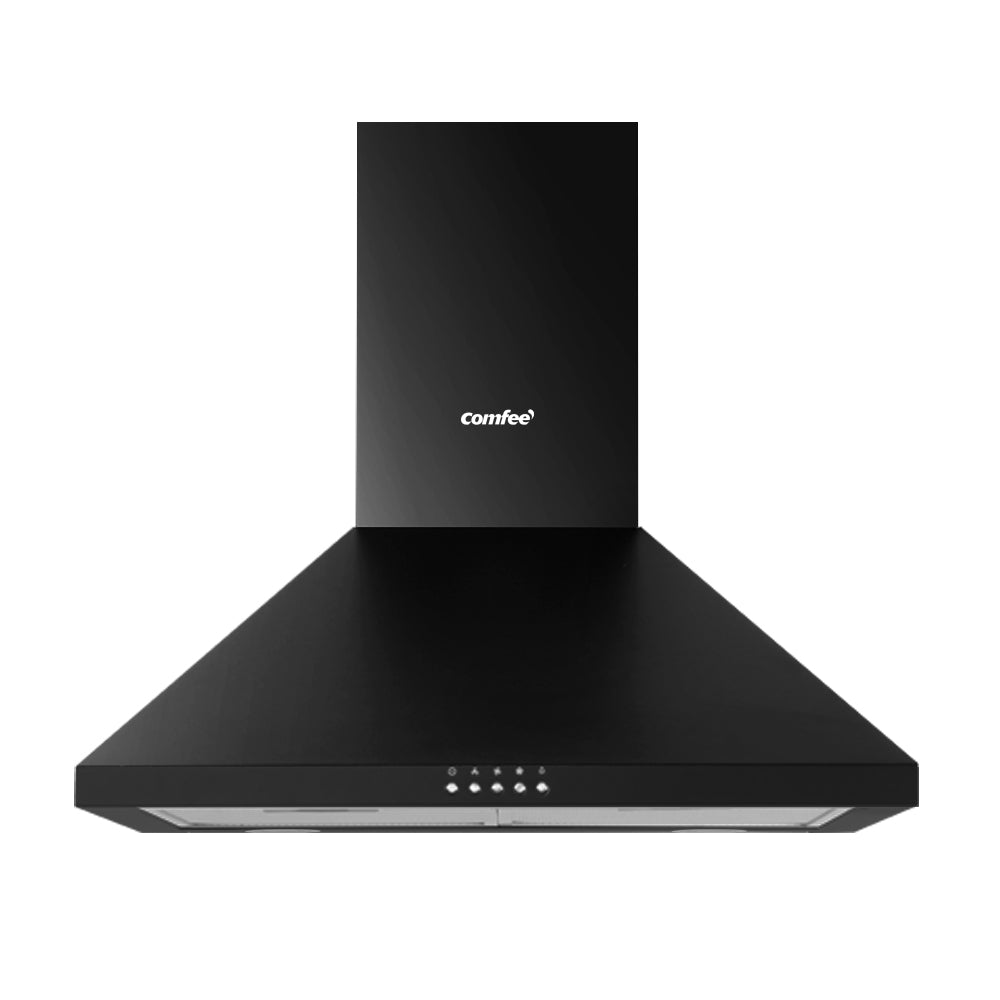 Comfee 60cm Wall-Mounted Canopy Range Hood in Black for Home Kitchens