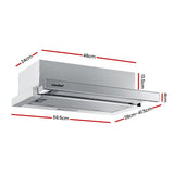 Comfee 60cm Slide-Out Stainless Steel Kitchen Range Hood with Efficient Air Extraction - Top-Down View