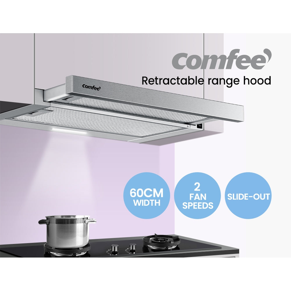 Comfee 60cm Slide-Out Stainless Steel Kitchen Range Hood with Efficient Air Extraction