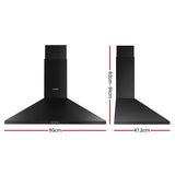 Comfee 90cm Wall-Mounted Kitchen Canopy Range Hood in Sleek Black Finish