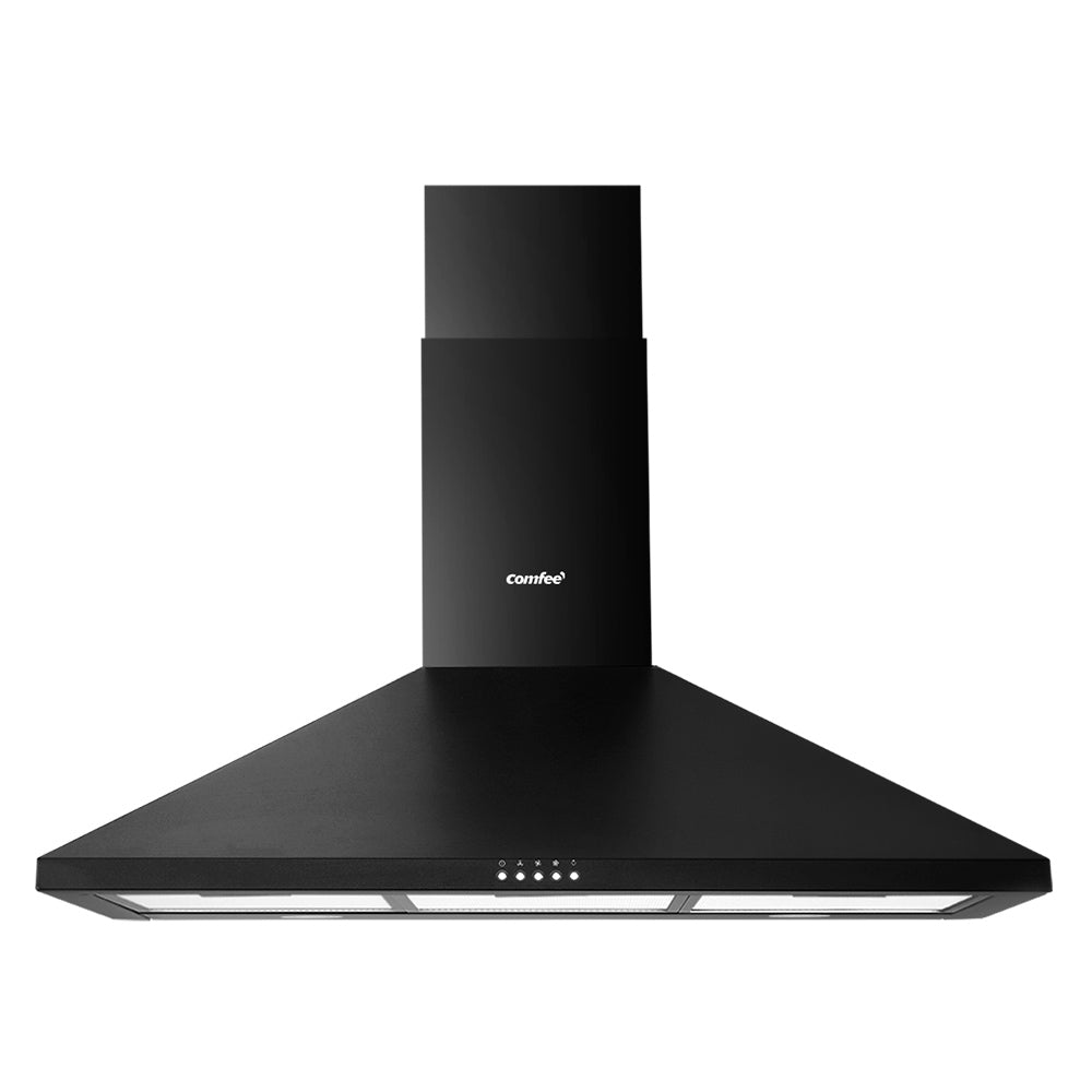 Comfee 90cm Wall-Mounted Kitchen Canopy Range Hood in Sleek Black Finish