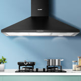 Comfee 90cm Wall-Mounted Kitchen Canopy Range Hood in Sleek Black Finish